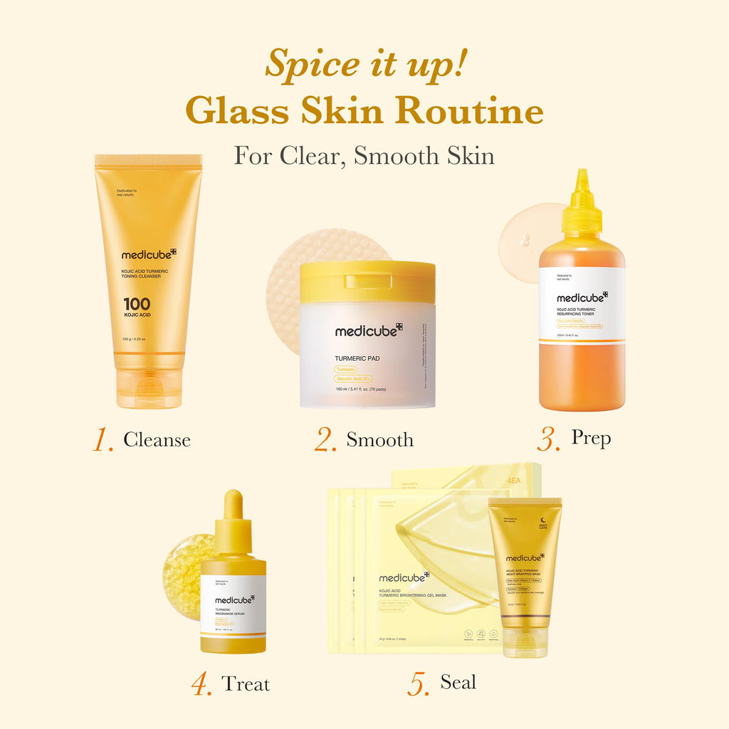 medicube Kojic Acid Turmeric Smoothing Toner for Face & Body | Lightweight Toner for Balancing Uneven Skin Tone & Texture | Niacinamide, Glycolic Acid for Clear Glass Skin | 8.45 fl.oz