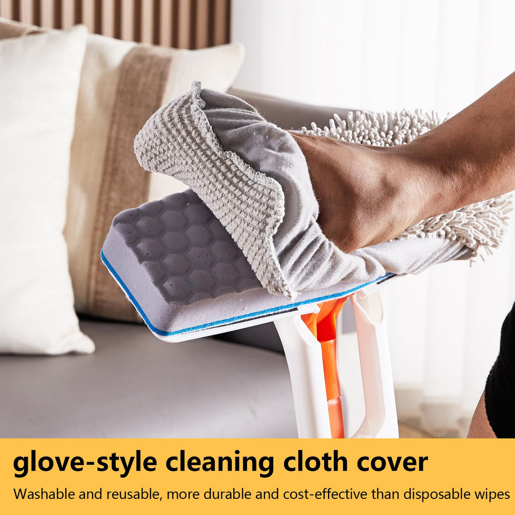 Magic Sponge Eraser Mop, 56" Adjustable Mop Handle with Flexible 10" Flat Head with Microfiber Pad and Magic Sponge Eraser Pads