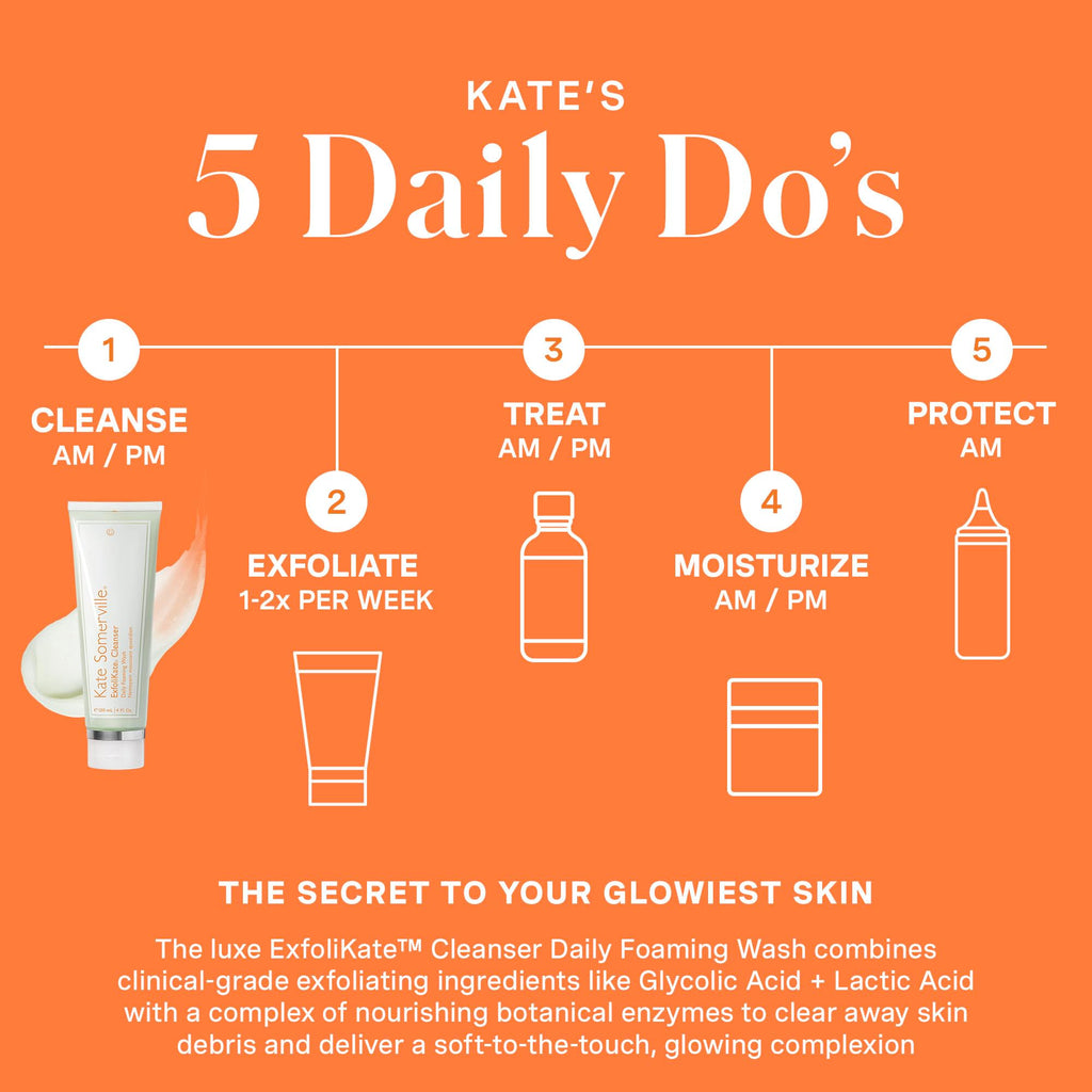Kate Somerville ExfoliKate Cleanser – Daily Exfoliating Foaming Face Wash, Clinically Formulated Glycolic Acid and Lactic Acid Gentle Facial Scrub, 8 Fl Oz