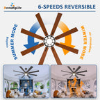 BvenuBigLite Large Ceiling Fans with Lights: Modern 72 Inch 8 Blade Outdoor Ceiling Fan with Remote APP Control - Dimmable Black Big Fan Light Indoor Reversible 6 Speed Quiet DC Motor