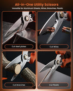 Sharp Tin Snips - Stainless Steel Utility Scissors, Wire Cutters Heavy Duty