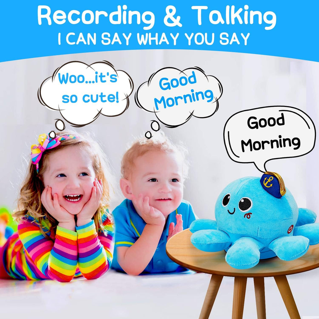 Tsomtto Musical Toys Plush Octopus Crawling & Walking Musical Toy Light Up Voice Control Dancing Toys Boys Girls Tummy Time Toys Toddler Boy Birthday Christmas First Shower Gifts