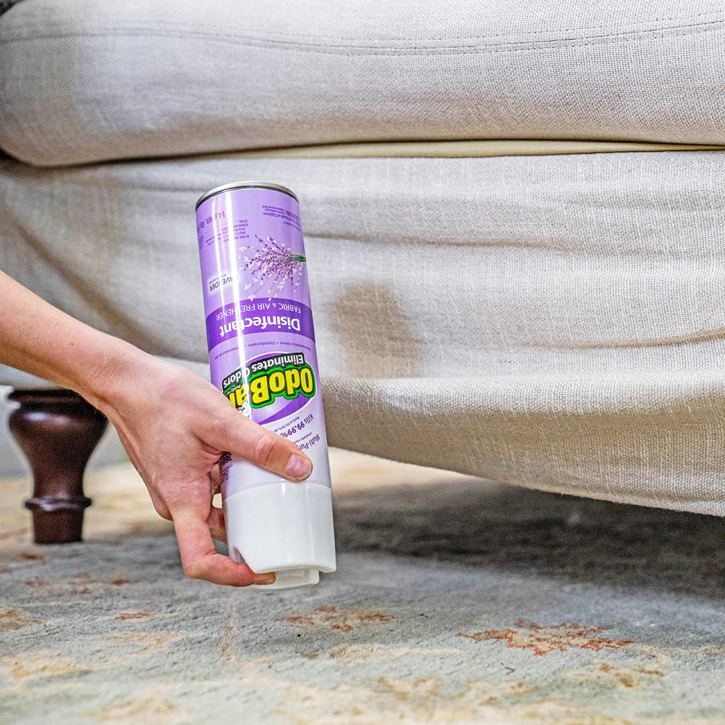 OdoBan Ready-to-Use Disinfectant and Harsh Aroma Eliminator, Cleaner and Fabric/Air Freshener, Set of 2, 14.6 Ounce 360-Degree Continuous Spray and 32 Ounce Trigger Spray, Lavender Scent