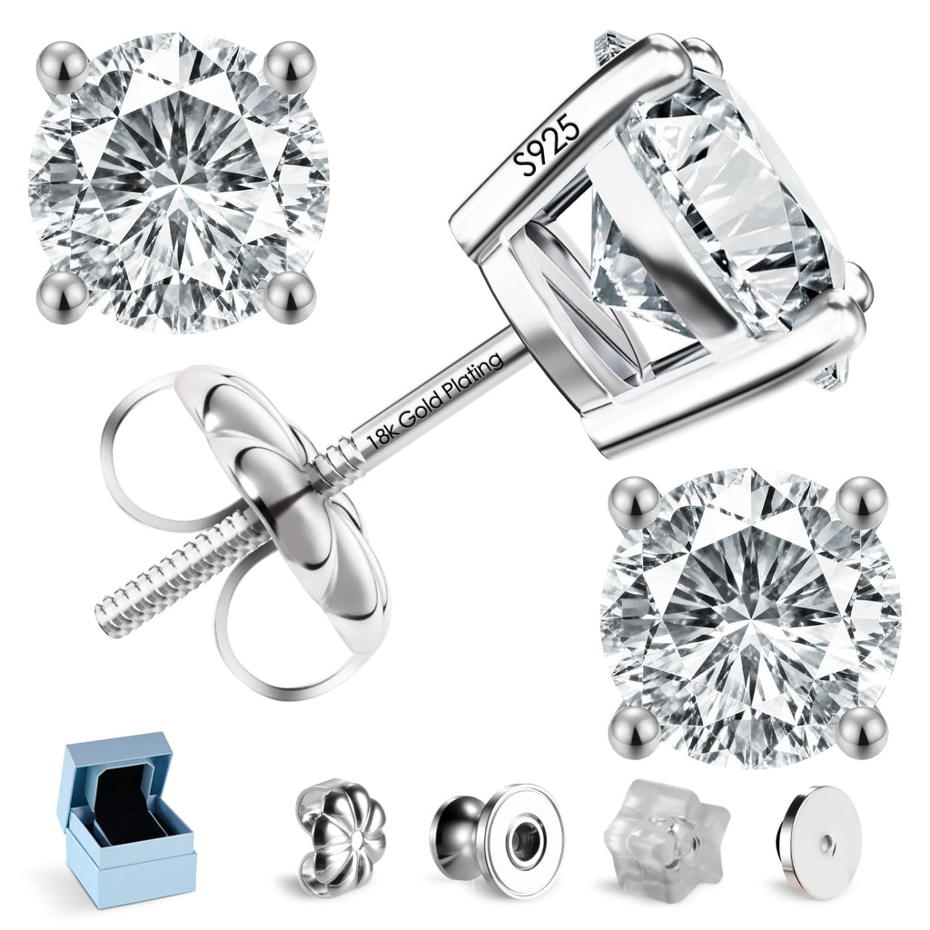 Moissanite Screw Back Earrings Men Women, Substitute Diamond Stud Earrings