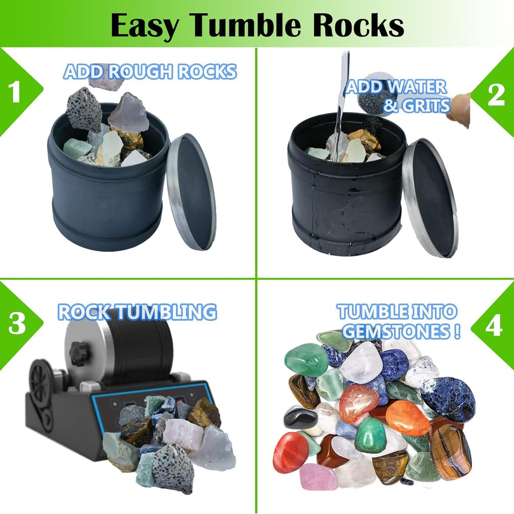 8 LBS Large Weight Rock Tumbler Grit Kit and Ceramic Tumbling Filler Media -Coarse/Medium Grit/Pre-Polished/Final Polish, Works with Any Rock Tumbler, Rock Polisher, Stone Polisher