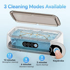 Ultrasonic Jewelry Cleaner Machine: 49KHz Ultrasonic Cleaner with 3 Cleaning Modes for Jewelry,Glasses,Rings,Watch Strap,Dentures,Retainers,Coins,Earring,650ML 304 Stainless Steel Tank(White)