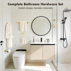 Bathroom Accessory Towel Bar Set: 15 Pieces Gold Bathroom Hardware Square SUS304 Stainless Steel - Wall Mounted Towel Rack&Toilet Paper Holder&Towel Ring and Towel Hook