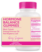 Amy Suzanne Hormone Balance Gummies for Women - Hormone Harmony for Mood, Energy, Bloating - Hormonal PMS, Perimenopause & Menopause Support - Red Raspberry Leaf & Black Cohosh - 60 Gummy Supplements