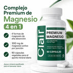 Clair Magnesio Premium, with B6 D3 Zinc – 4-in-1 Blend, Gentle on Stomach, Full Body Unwind – Muscle Relaxation + Digestive Comfort + Sleep Aid. (Glycinate, Malate, Citrate, Oxide) 90 Capsules