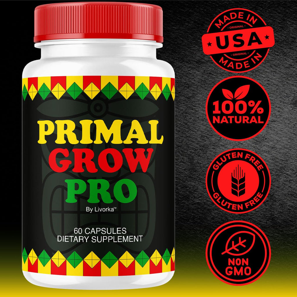 (2 Pack) Primal Grow Pro for Men - Official Primal Grow Pro Advanced Formula Premium Supplement Pills for Men - Maximum Strength, Natural Support Overall Health & Wellness, 120 Capsules for 2 Months