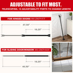 SECURITYMAN 3-in-1 Door Security Bar, Security Door Stoppers & Door Barricade – Heavy Duty Adjustable Iron Security Lock Bar for Home Defense, Apartment & Travel Safety (1 Pack - Black)