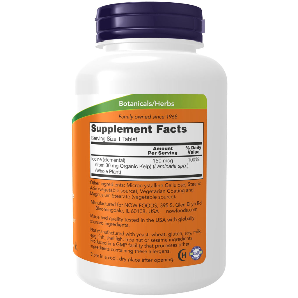 NOW Supplements, Kelp 150 mcg of Natural Iodine, Easier to Swallow Tablet, Super Green, 200 Tablets (Pack of 2)