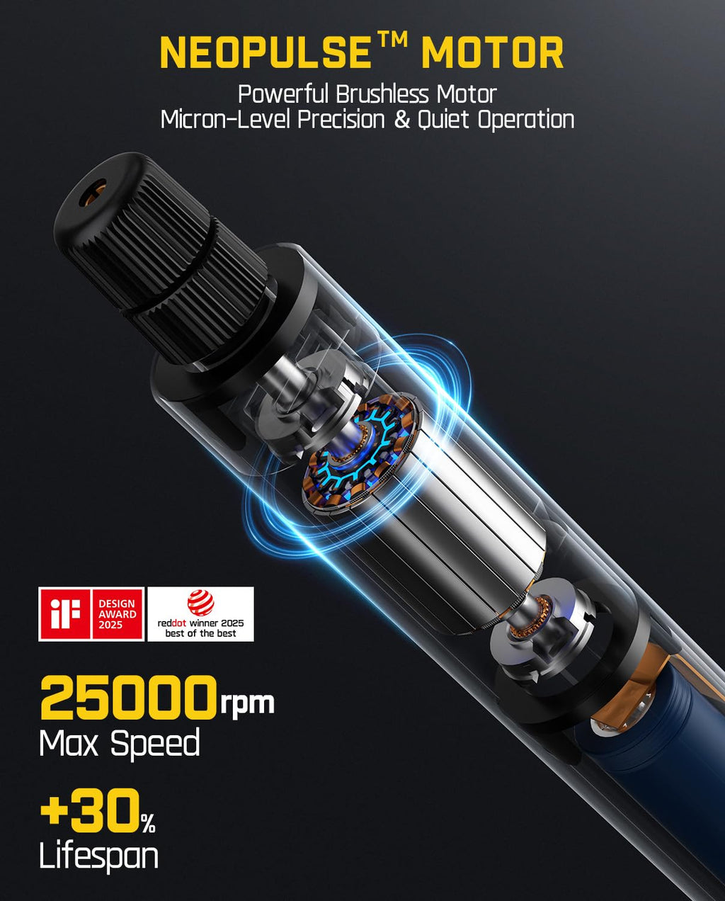 Fanttik F2 Master Mini Cordless Rotary Tool Kit, NeoPulse Motor, 5 Speed, 25000 RPM, Revostor Hub, 35 Accessories, Engraving Pen, for 3D Printer Sanding, Polishing, Drilling, Carving, DIY Crafts