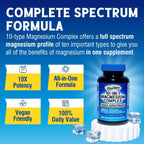 Vitalibre 10 in 1 Magnesium Complex, 420mg Elemental Magnesium | Ultra Strength, Max Absorption | Chelated Magnesium Supplement for Nerves, Bone & Heart Health | Non-GMO, 240 Vegan Capsules