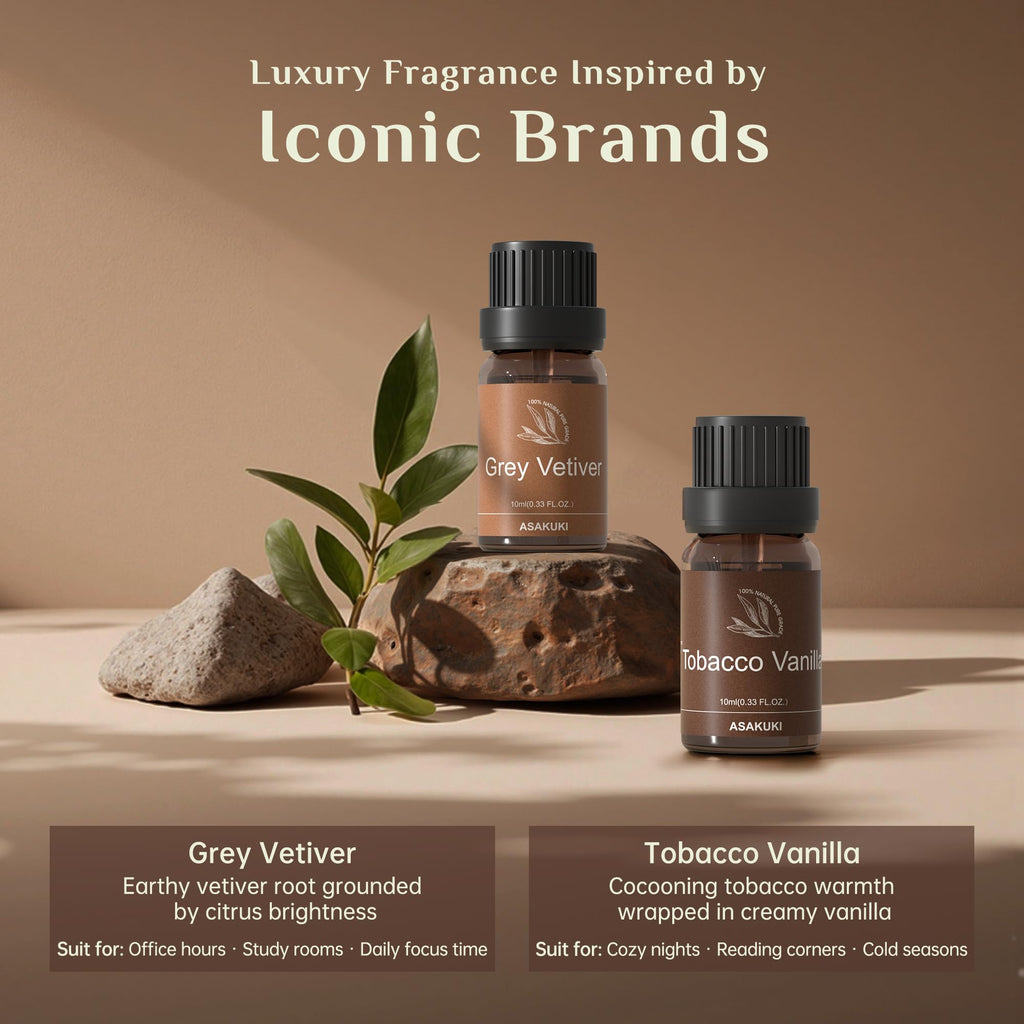 ASAKUKI Men Essential Oils Set for Diffuser, Father's Day & Birthday Gift for Men, 6×10ml Cologne-Inspired Fragrance Oils for Diffusers – Elegant, Clean, and Confident Scents