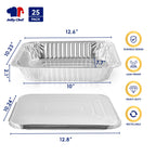 9x13 Aluminum Foil Pans with Lids (25 Pack) Disposable Tin Foil Pans