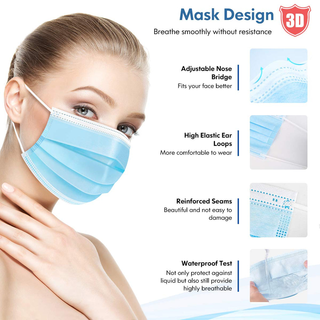Disposable Face Mask Adult Multicolor Face Masks with Ear Loop 50 Pack
