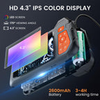 Endoscope Camera with Light: 4.3" 1080P HD Dual-Lens Inspection Borescope Camera for Sewer - 16.4ft Waterproof Industrial Endoscope - Flexible Snake Bore Scope for Plumbing Automotive