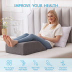Leg Pillow Elevation Blood Circulation, Leg Wedge for Elevation for Swelling, Leg Elevating Pillow for After Surgery, Memory Foam Foot Knee Pillow for Back Sleeping 23.6×16.8×8 Inch Dark Grey