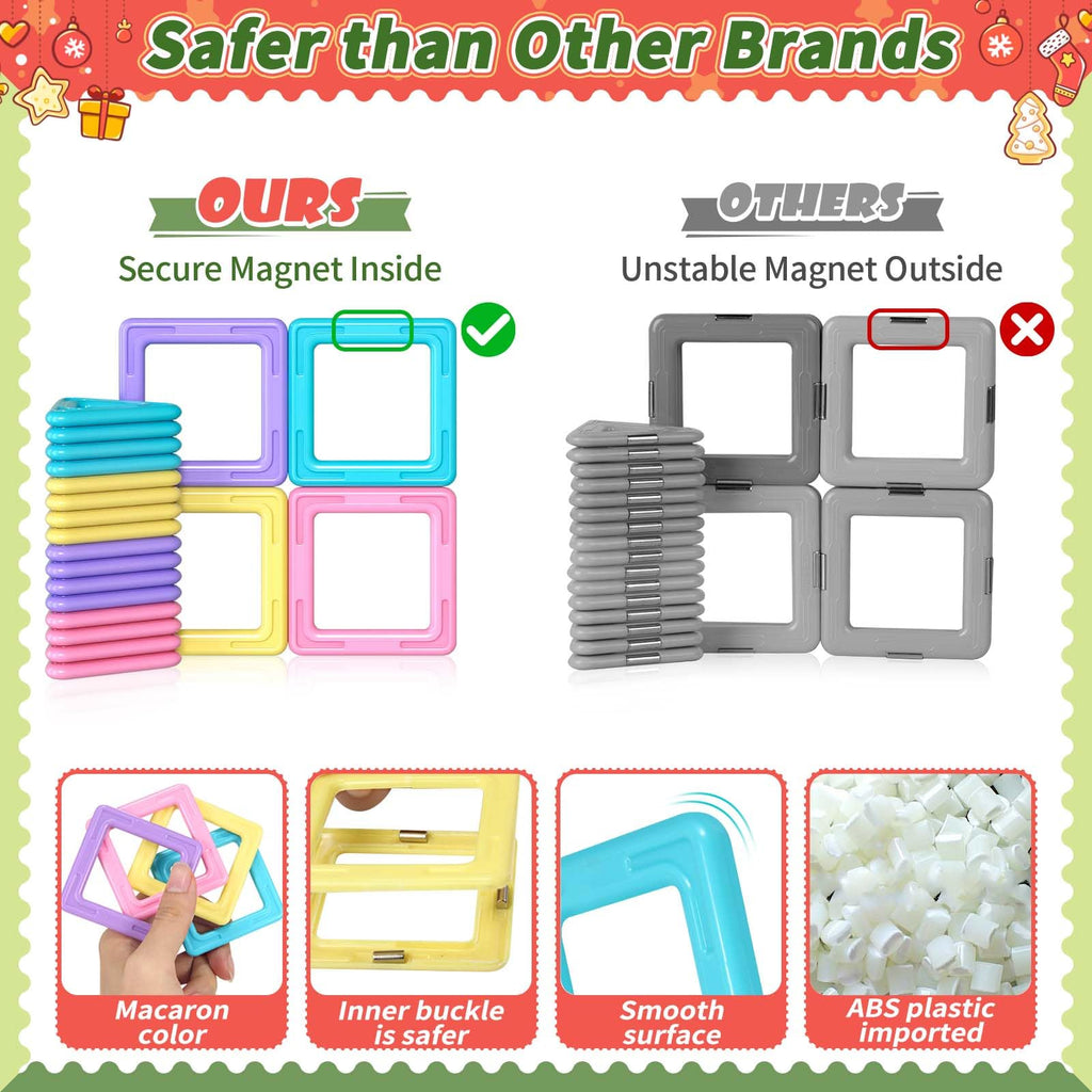 Toddler Girl Toys, Magnetic Tiles Basic Set, Birthday Gifts Ideas for Girls Age 3-5, Magnetic Building Blocks, Magnet STEM Montessori Toddler Kids Christmas Toys Gifts for 3 4 5 6 7 Year Old Girls