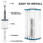 Bilinavy Spa Ag+ Mineral Sticks for Hot Tub, Silver Ion Mineral Cartridge Last for 4 Months Treats (2, Grey)