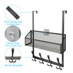 Kaiferty Over The Door Hooks Organizer, Coat Rack Over The Door Storage Hanger Towel Rack, Back of Door Storage Organizer for Bathroom,Bedroom,Kitchen,Office (Black, 2-Tier)