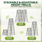 Heavy Duty 2 Pack 50"x17" Adjustable A-Frame Trellis for Climbing Plants Outdoor, Metal Rust-Proof Garden Trellis, Dense Grid Climbing Frame Trellis for Raised Beds, Cucumber, Tomatoes Outdoor