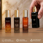 BellaVita Luxury Men's Perfume Gift Set with CEO Man, G.O.A.T., KLUB & OUD | 4 x 20ml (80ml) | Long Lasting Perfume for Men | Citrus, Woody, Patchouli & Caramel Notes
