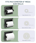 FORIOUS Recessed Toilet Paper Holder, Wall Mount Bathroom Tissue Holder
