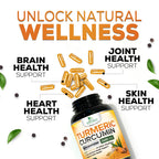 Turmeric Curcumin Supplement 2600mg - 95% Curcuminoids with Organic Turmeric & BioPerine Black Pepper Extract for Best Absorption, Natural Vegan Joint Support, Non-GMO, Bottled in USA - 180 Capsules