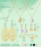 OZEL - Layered Gold Necklaces for Women - Crystal Colorful Delicate Cutting Pendant Necklace - 18K Gold Plated - Birthday Gifts (1M1234-2_green opal)