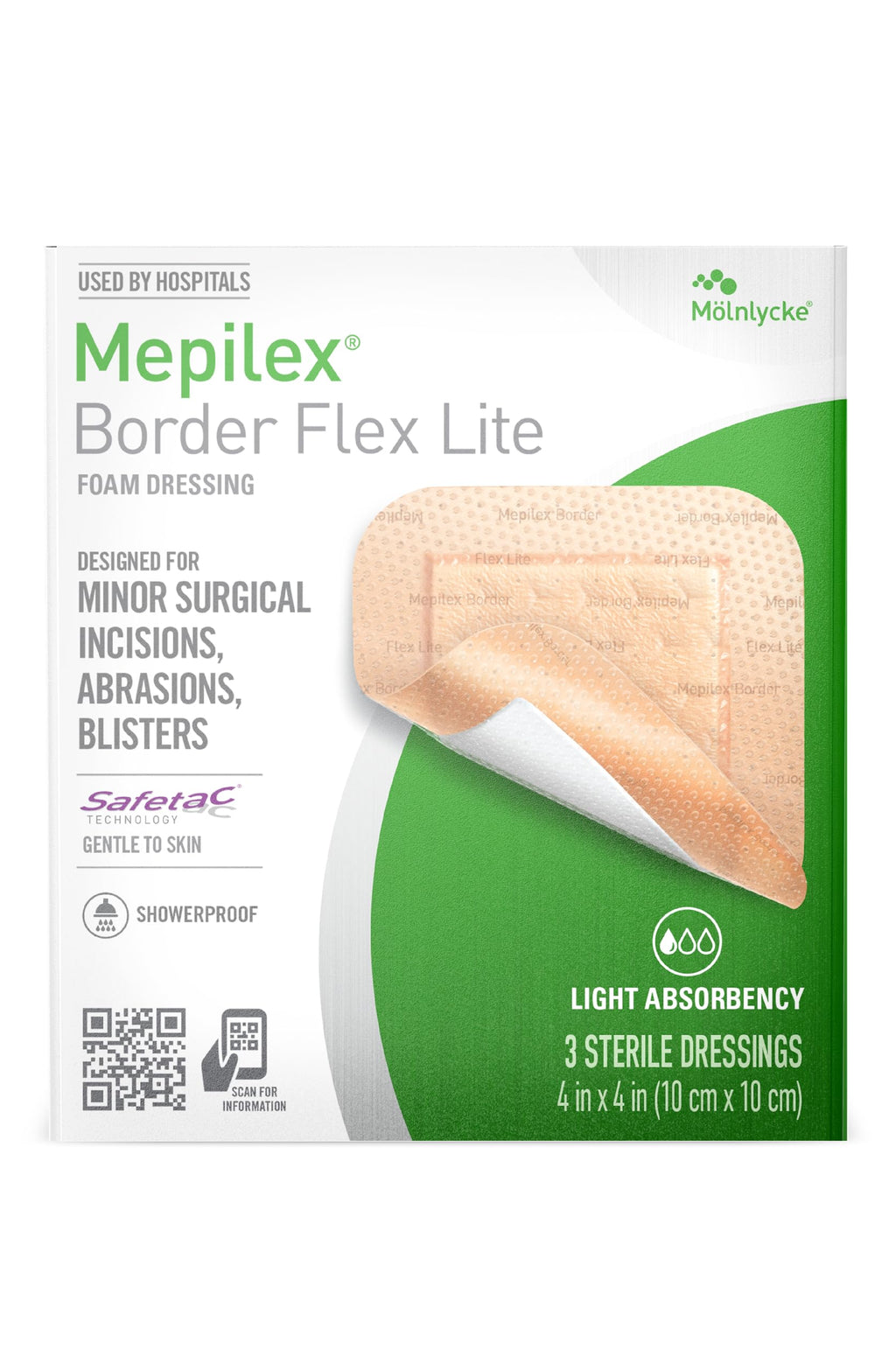 Mepilex Border Flex Lite 4 x 4 in (10 x 10 cm) Hospital Quality Dressings
