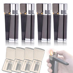 Tcairzl Foldable Lighter Multi-Purpose 2 in 1 Slant Jet Soft Flame Open Lighter Refillable Metal Torch Lighter with Accessories, Heavy-Duty Gift Box for Men Women Camping Kitchen (Without Gas) (4)