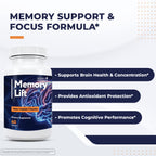 Memory Lift Capsules – Natural Daily Supplement with Vitamins A, C, D, E, B-Complex, Biotin & Choline – Made in USA, GMP-Certified, Non-GMO, Vegetarian – 60 Capsules, 6 Month Supply