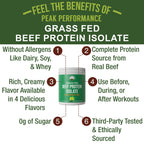 Grass Fed Beef Protein Powder - Lactose Free Great Tasting Beef Protein Isolate. Complete Animal Based Non Dairy Paleo Carnivore Supplement for Prime Muscle Building. No Whey. Salted Caramel Flavor