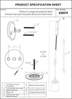 Tub Drain Linkage Assembly with Trip Lever and Strainer Done Cove, Fit for Trip Lever Bath Tub Waste and Overflow Drain by Artiwell