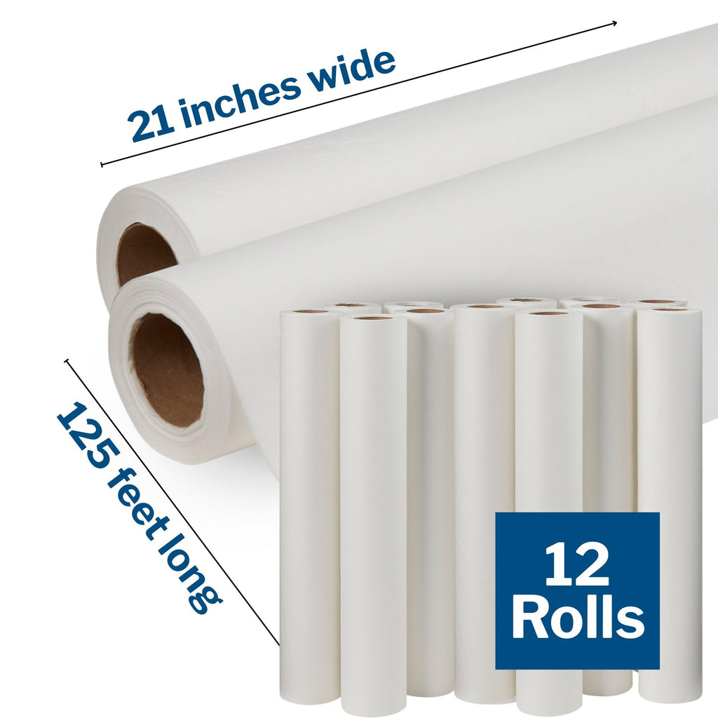 McKesson Medical Exam Table Paper Rolls [12 Rolls] – 21 in x 125 ft White Standard Smooth Disposable Bed Cover for Doctor, Spa, Diaper Changing, Waxing, Nursing, Chiropractor, Patternmaking, Tracing