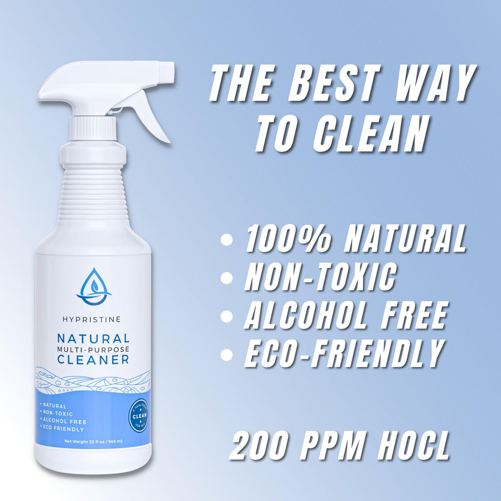 HYPRISTINE PURE Hypochlorous Acid Spray, Multi-Purpose Cleaner, Superior Shelf Life, 0% Bleach, 0% Alcohol, Food Contact Safe, Eliminate Non-Living Allergens, Remove Pet Odor, Clean Any Surface