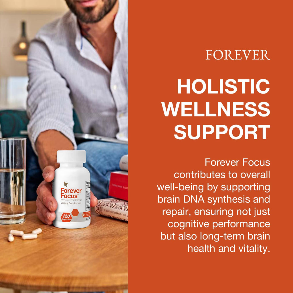 Forever Living - Forever Focus - Brain Clarity and Focus with Cognizin, Bacopa and Vitamins - for Students, Professionals and Seniors - 120 Capsule
