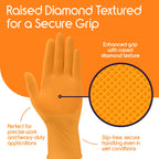 Inspire Heavy Duty Orange Nitrile Gloves | ULTRA 8 Mil Diamond Textured Grip | Industrial Mechanic Disposable Cleaning Gloves (1000, XXL)