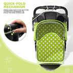Magshion 3-Wheel Pet Stroller, Foldable Travel Jogger for Small & Medium Dogs & Cats (Up to 33lbs), Lightweight Carrier with Breathable Mesh Cover, Cup Holder & Storage Basket, Lawn Green Polka Dots