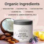 GLIMMER GODDESS Organic Whipped Body Butter for Women - Moisturizer Cream with Shea & Cocoa Butter, Almonds & Coconut Oil - Honeysuckle, 8oz