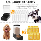Wefeedy Automatic Cat Feeder and Water Dispenser in Set with Pet Food Bowl,Gravity Dog Waterer and Food Feeder for Small Medium Dog Cat Puppy Kitten Large Capacity(3.3L,Black)