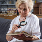 SeeZoom Magnifying Glass with Light, 3X Large Lens + 12X High Power Lens, Lighted Magnifying Glass Handheld Reading Magnifier for Seniors, Small Print, Coins & Jewelry, LED Light