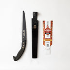 Saboten Japanese Pruning Saw 9.4 in (240mm) – Fluorine-Coated High-Carbon Steel Blade, 7.5mm Tooth Pitch, Smooth Pull Cuts, Wooden Handle, Wood Sheath Included, Made in Japan
