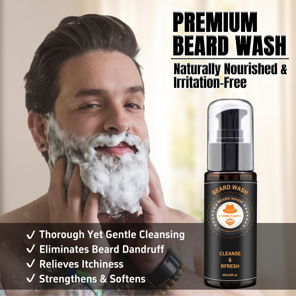 XIKEZAN Beard Kit Gifts for Men Beard Grooming/Care-Soften,Soothe Mustache