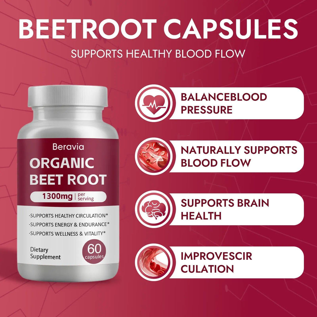 OIMTUE Beravia Beet Root Capsules | Antioxidant Formula - Vegan, Non-GMO, Gluten-Free - 1300mg, 60 Capsules