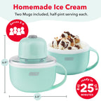 Dash My Mug Ice Cream Maker 2 Pack Bundle, Half-Pint Freezer Mugs, Aqua