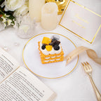 Festiva 200Pcs Gold Dessert Plates 6.3" with Forks 5"- Small Disposable Dessert/Cake/Appetizer Plates Plates- serve 100 guests include 100Plates 100Forks for Wedding Party&Thanksgiving&Christmas