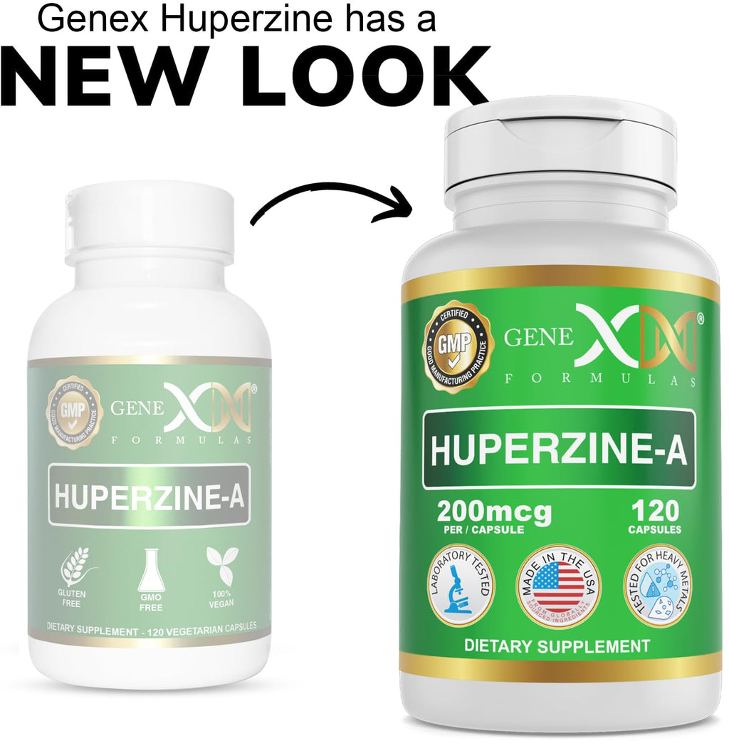 Genex Formulas Huperzine A 200mcg (120 Capsules) | Nootropic Supports Memory, Focus, and Cognitive Health - Non-GMO, Gluten Free, Vegetarian